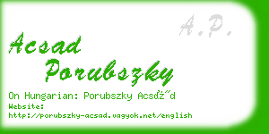acsad porubszky business card
